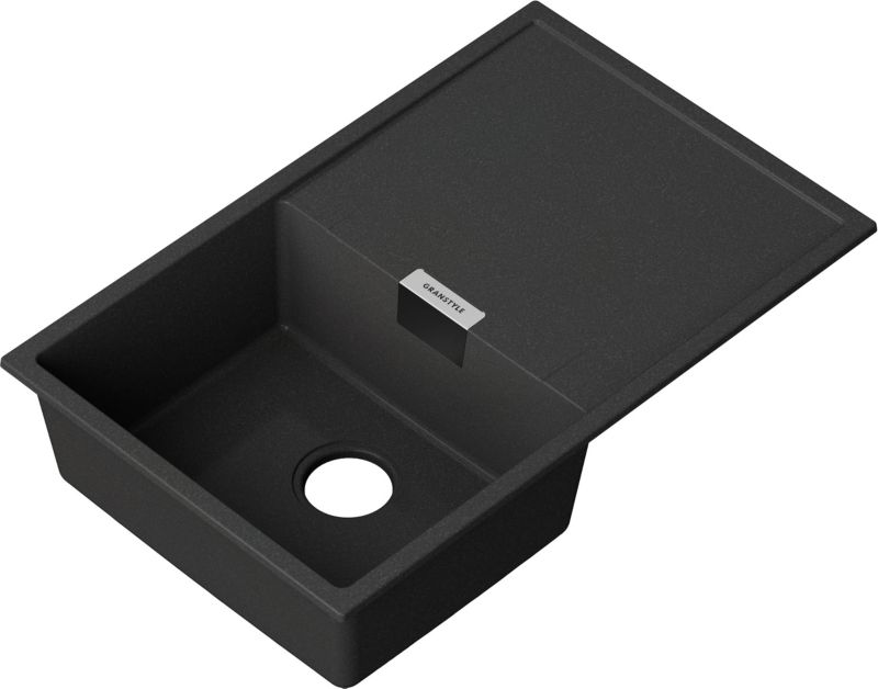 Zlewozmywak granitowy Frame 1-komorowy z ociekaczem czarny metalik