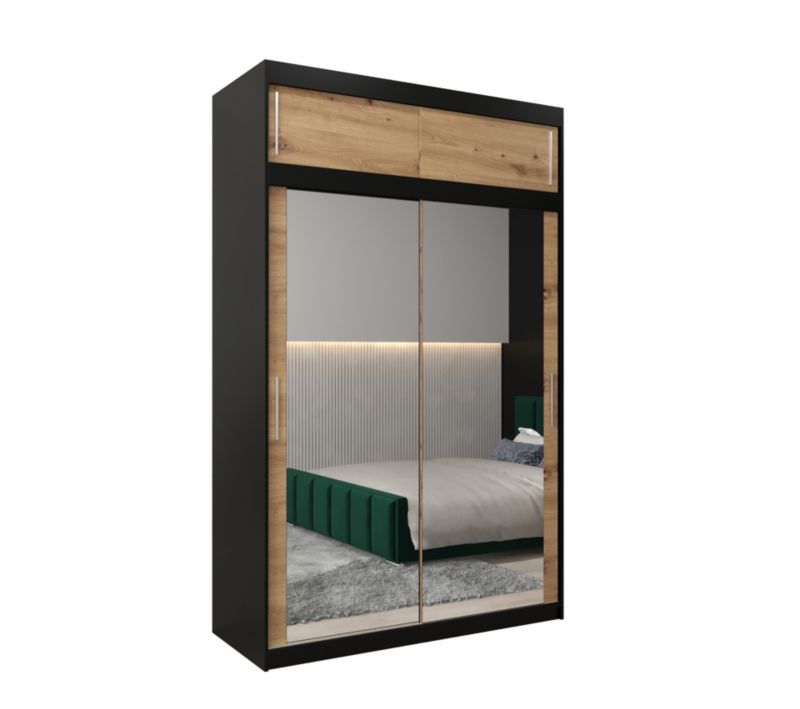 Szafa przesuwna Garderoba Abiks Tokyo 3 150 czarny + artisan z nadstawką 1 szt.