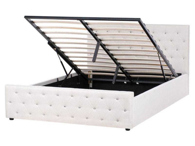 Łóżko z pojemnikiem Amiens 160 x 200 cm Beżowy 1 szt.