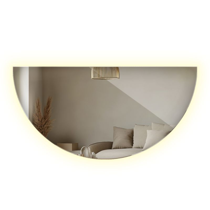 Lustro Półokrągłe ArtPrintCave 40 x 80 cm do Wizażu Makijażu Łazienkowe Neutralny LED 1 szt.
