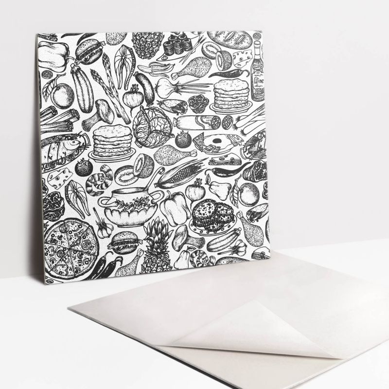 Kafelki samoprzylepne Tulup 30x30 cm Czarno biała abstrakcja 9 szt. II