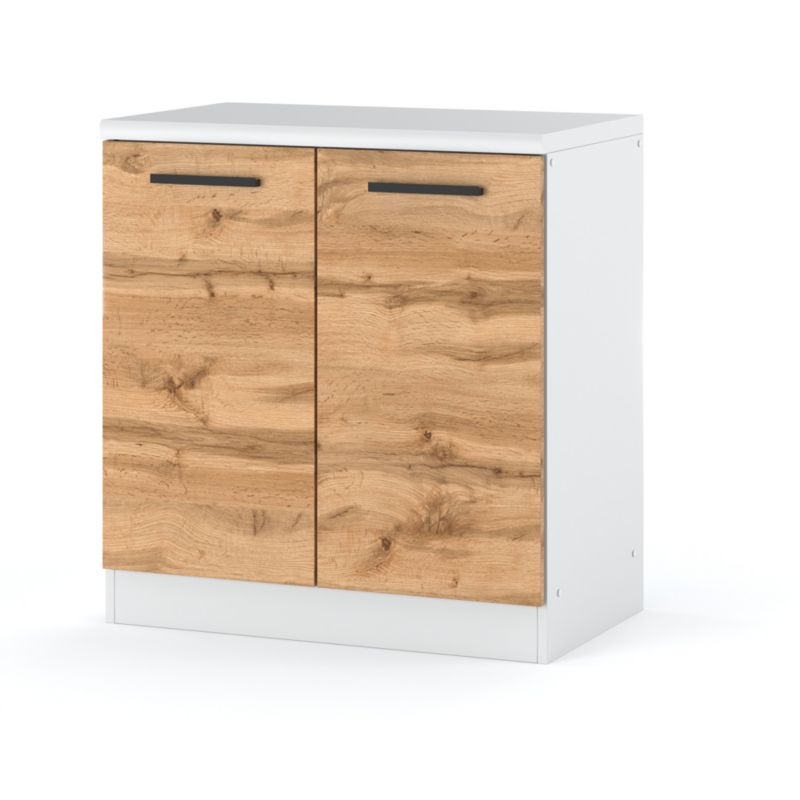 Szafka Kuchenna Hurtownia-Mebli Stojąca Blanka dolna D80 80cm Biały Mat Dąb Wotan 80x47x85 cm 1szt.