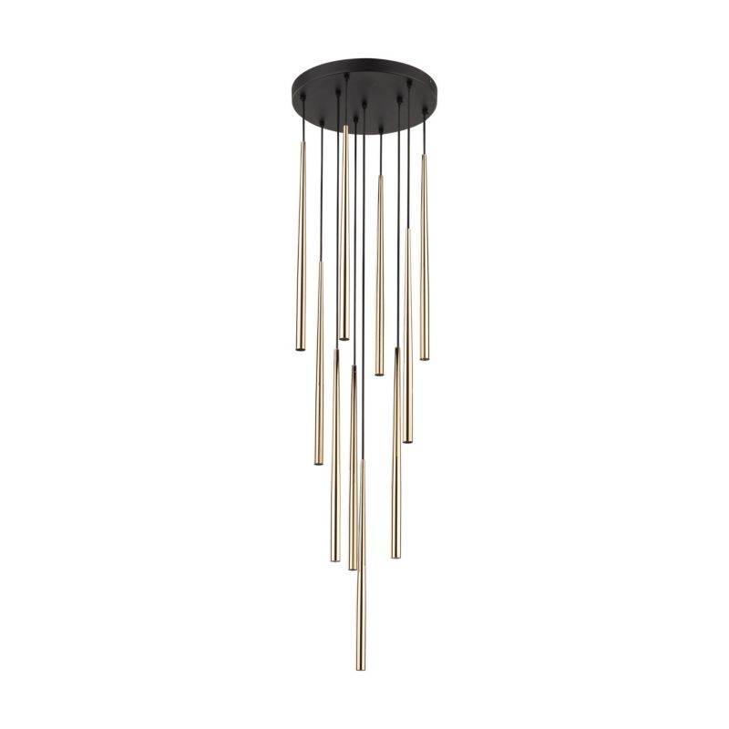 Lampa Wisząca Tk-Lighting Piano Black Gold 10 złote lśniące tuby rurki na kole - 1szt.