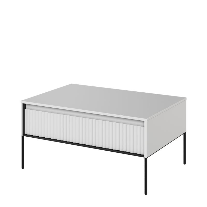 Stolik kawowy Bettso Trend z uchylną szafką na wysokich metalowych nogach biały 1szt.