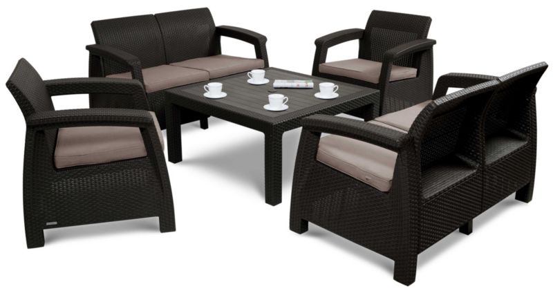 Zestaw mebli ogrodowych Keter Corfu Fiesta dla 6 osób Brązowy 1 kpl.