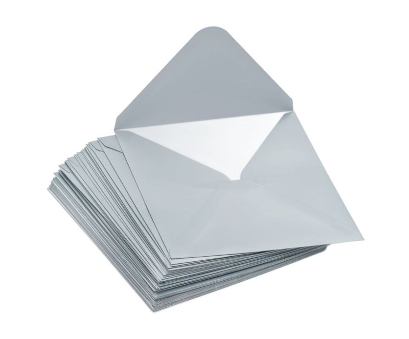 Koperty Ozdobne Neopak kwadratowe K4, Matowe srebrne, 120gsm, 50 szt.