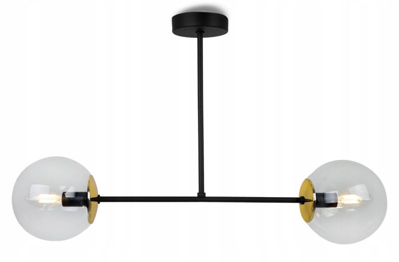 Lampa sufitowa wisząca Light Home LH Tulza 2x E14 40W klosz złoty/bezbarwny 1szt.