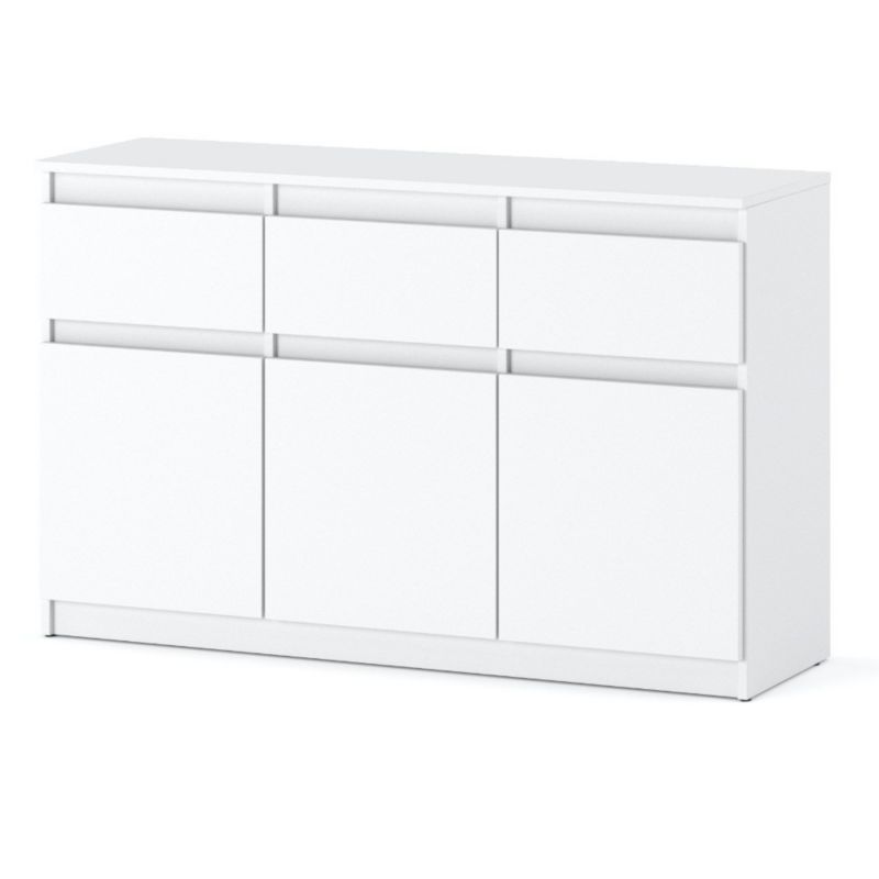 Komoda Hurtownia-Mebli Szuflady 3 Oleksa 3D3SZ 120cm Biały Mat Biały Mat 120x35x75 cm 1szt.