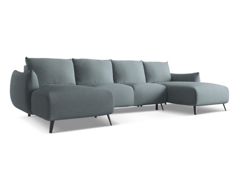 Sofa panoramiczna z funkcją spania LaMiaSofa GENOVA z tkaniny szenilowej 317x162 cm jeans 1 szt.