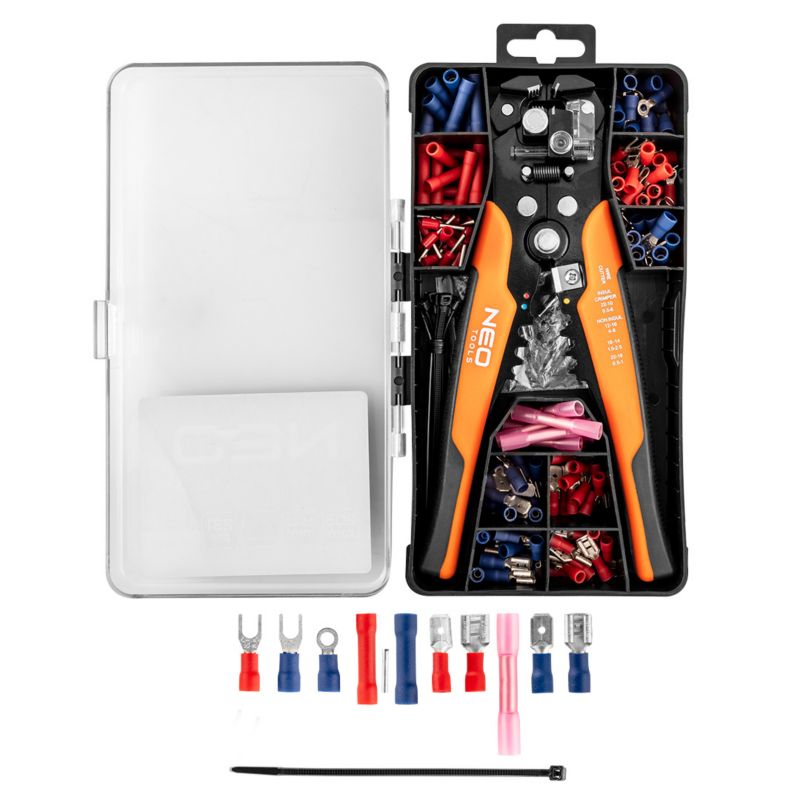 Automatyczny ściągacz izolacji NEO TOOLS 200mm, czołowy + konektory 1 szt.