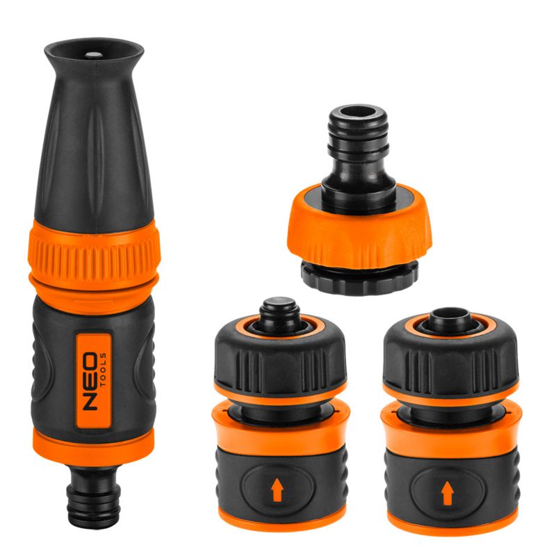 Zestaw z pistoletem zraszającym NEO TOOLS 1/2" ze zraszaczem prostym, złaczkami i przyłaczem do kranu 1 kpl