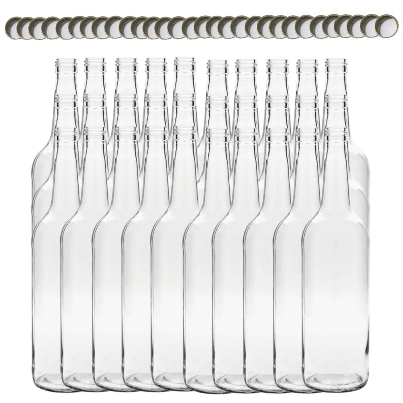 Butelki szklane MODO24 1000 ml 1 l na soki nalewki syropy i ocet fi 28 z nakrętkami 30 szt.