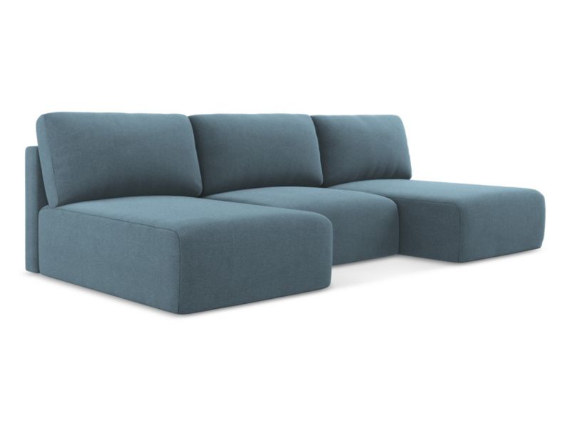 Sofa panoramiczna z funkcją spania LaMiaSofa OSTIA z tkaniny strukturalnej 304x149 cm jasny niebieski 1 szt.