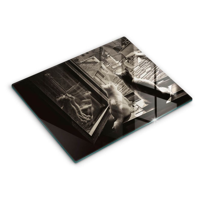 Szklana deska do krojenia Wallfluent 52x40 cm Koty miasto i okno 1 szt.