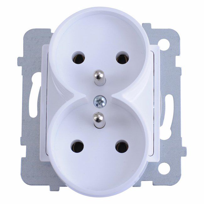 Gniazdo podwójne Polmark Tarnów Rosa z uziemieniem białe