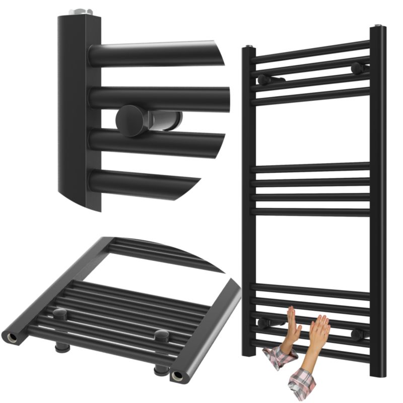 Grzejnik Łazienkowy Granitan Breno 50/90cm Czarny Kaloryfer Drabinkowy 1kpl.