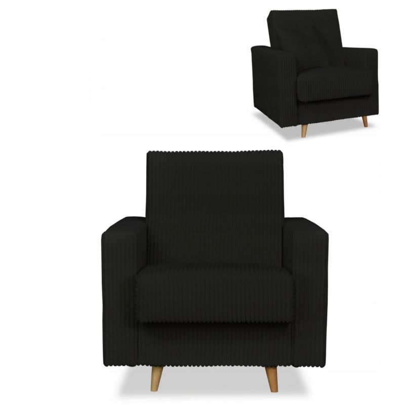 Fotel rozkładany do salonu z pojemnikiem Family Meble Rene czarny 1szt