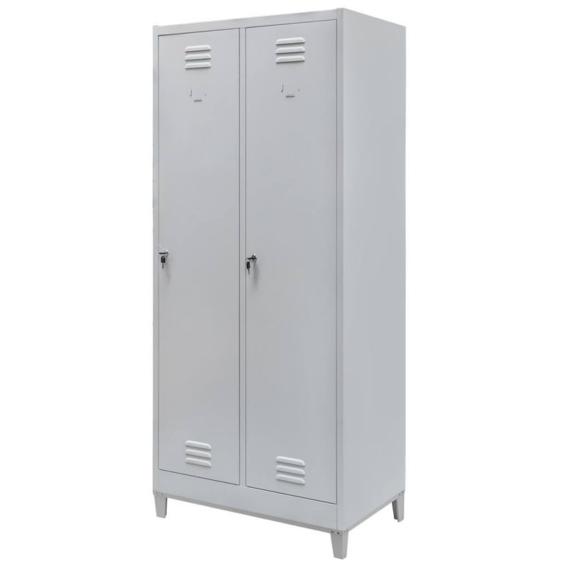 Szafka ubraniowa BHP Mega-M na podstawie z nóżkami 2 drzwiowa szara 80x50x190cm 1szt.
