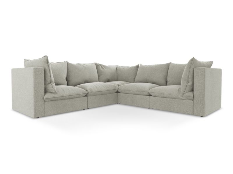 Modułowy narożnik LaMiaSofa RAVENNA z tkaniny welwetowej 255x255 cm jasny szary 1 szt.