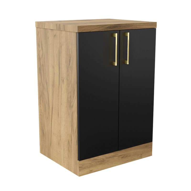 Szafka Łazienkowa SKXMeble Stojąca Aria Złoty Craft i Czarny 90x50x50 1szt.