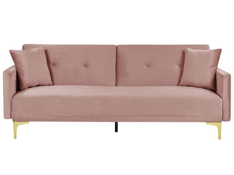 Sofa rozkładana Lucan Różowy Welur 1 szt.