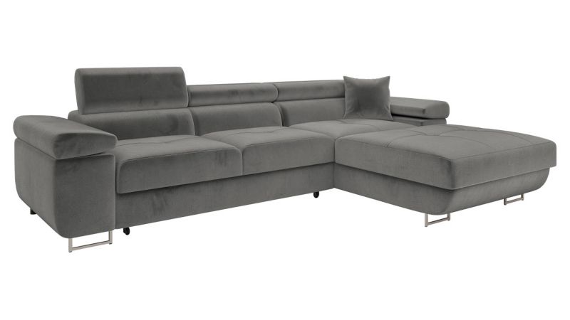 Narożnik z funkcją spania MIRJAN 24 Torezio Mini prawy plusz stalowy szary 1 szt.