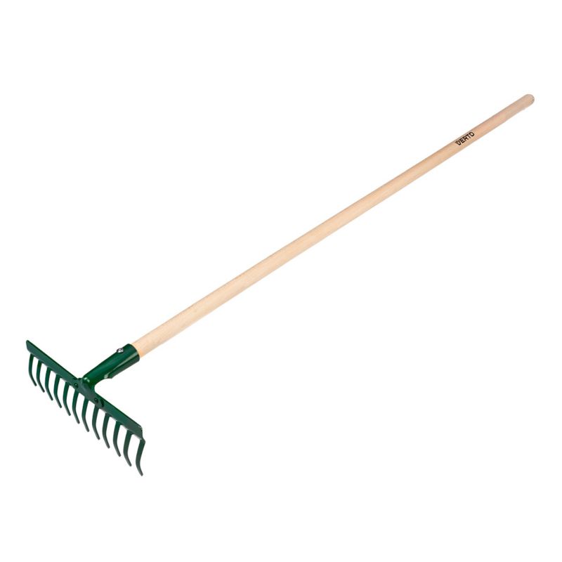 Grabie VERTO proste, 12 zębów, głowica nitowana, trzonek drewniany 1 szt