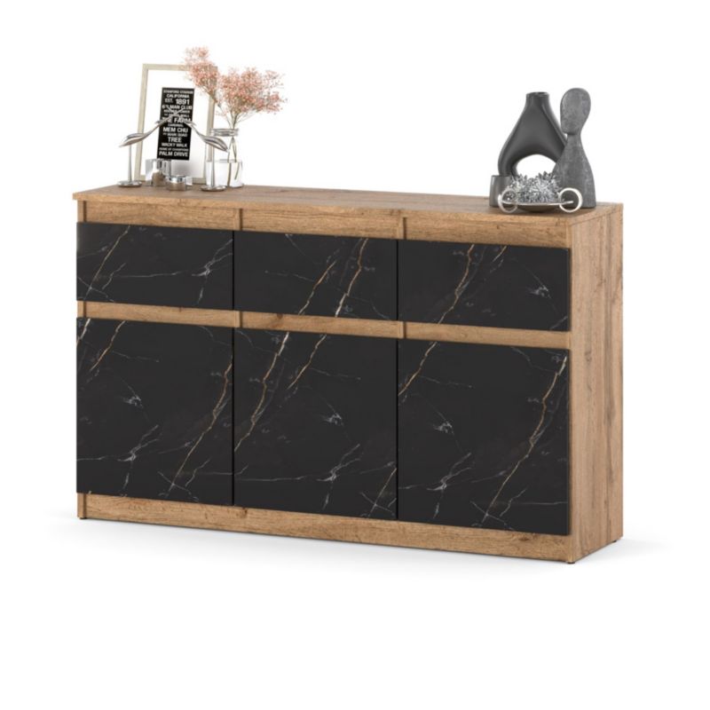 Komoda Hurtownia-Mebli Szuflady 3 Oleksa 3D3SZ 120cm Dąb Wotan San Sebastian 120x35x75 cm 1szt.