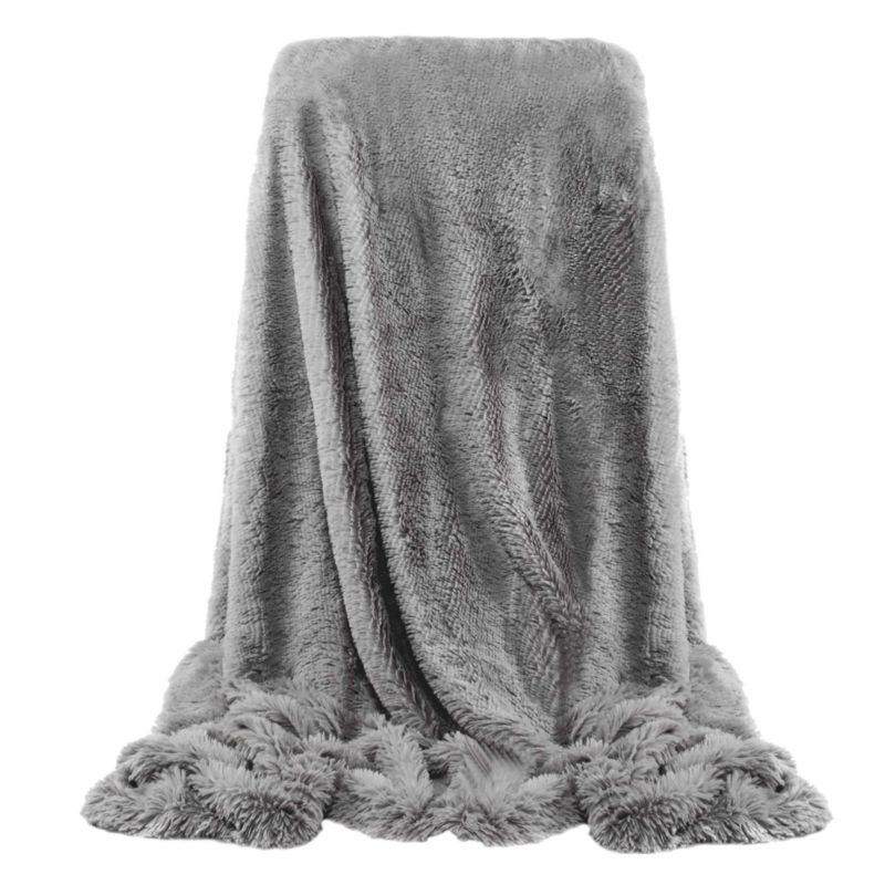 Narzuta na łóżko, pled Springos 160x200 cm dwustronny szary 1 szt.