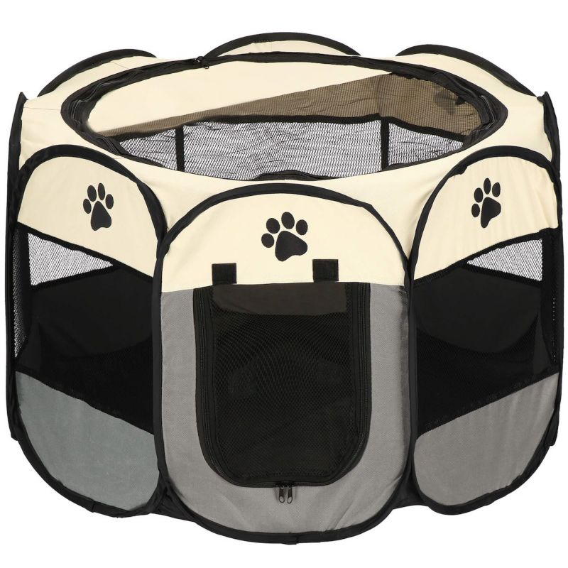 Kojec uniwersalny dla psa i kota Springos 68 cm składana klatka beżowo-szary 1 szt.