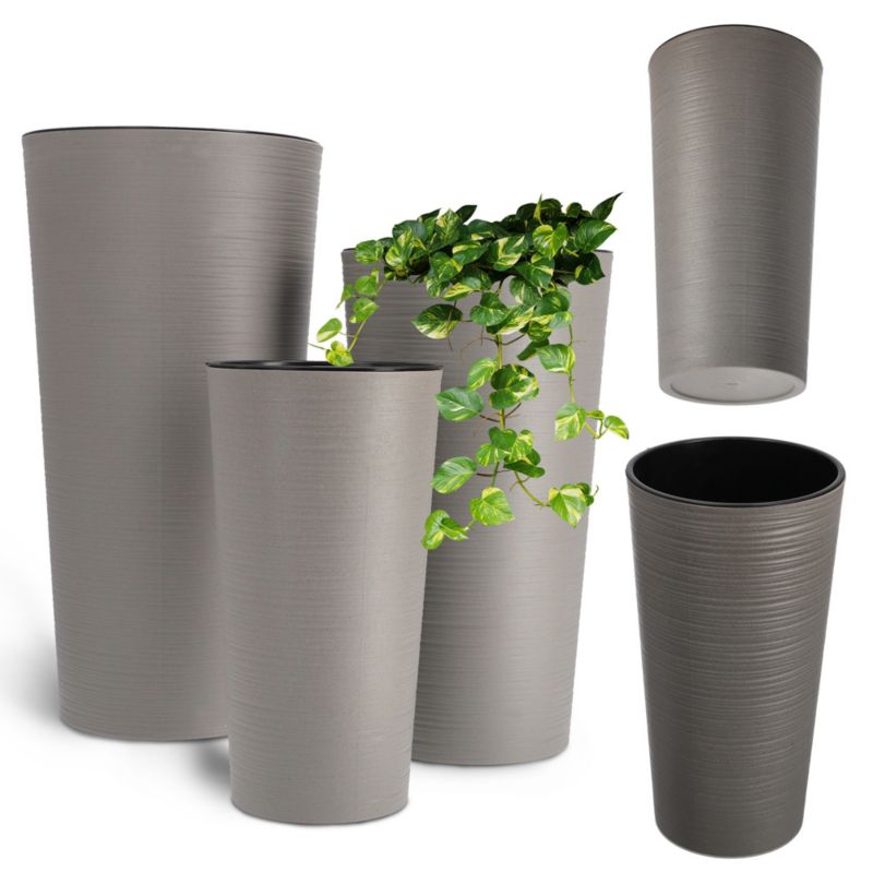 Doniczka KADAX Zestaw 3x Donica Wkład Kwietnik Wysoka Ogrodowa szara 57cm 3 szt.
