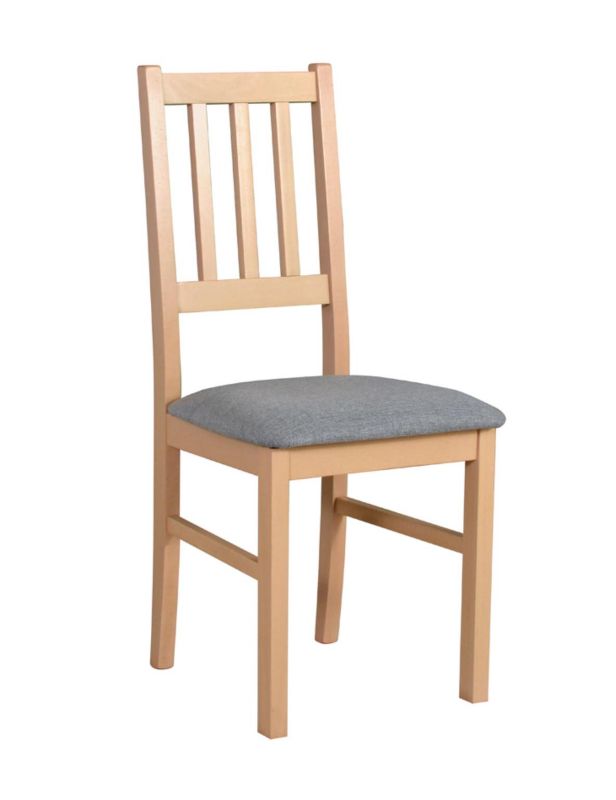 Krzesło tapicerowane Bettso Bos 4 drewniane z tapicerowanym siedziskiem w szarej tkaninie dąb sonoma 1szt.