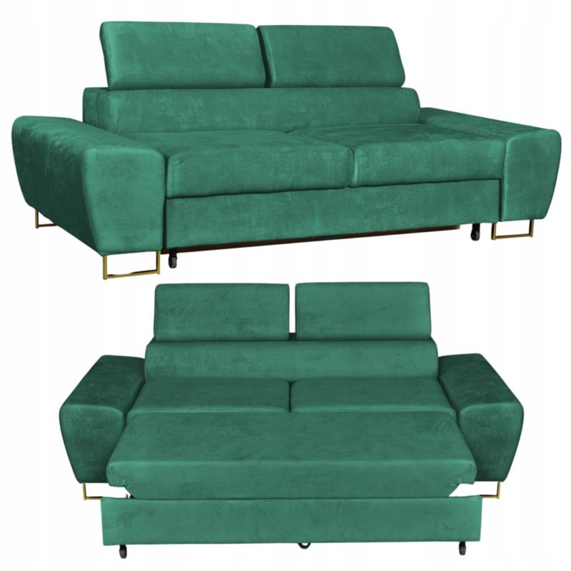Sofa kanapa do salonu rozkładana regulowany zagłówek Family Meble Bosso zielony 1szt