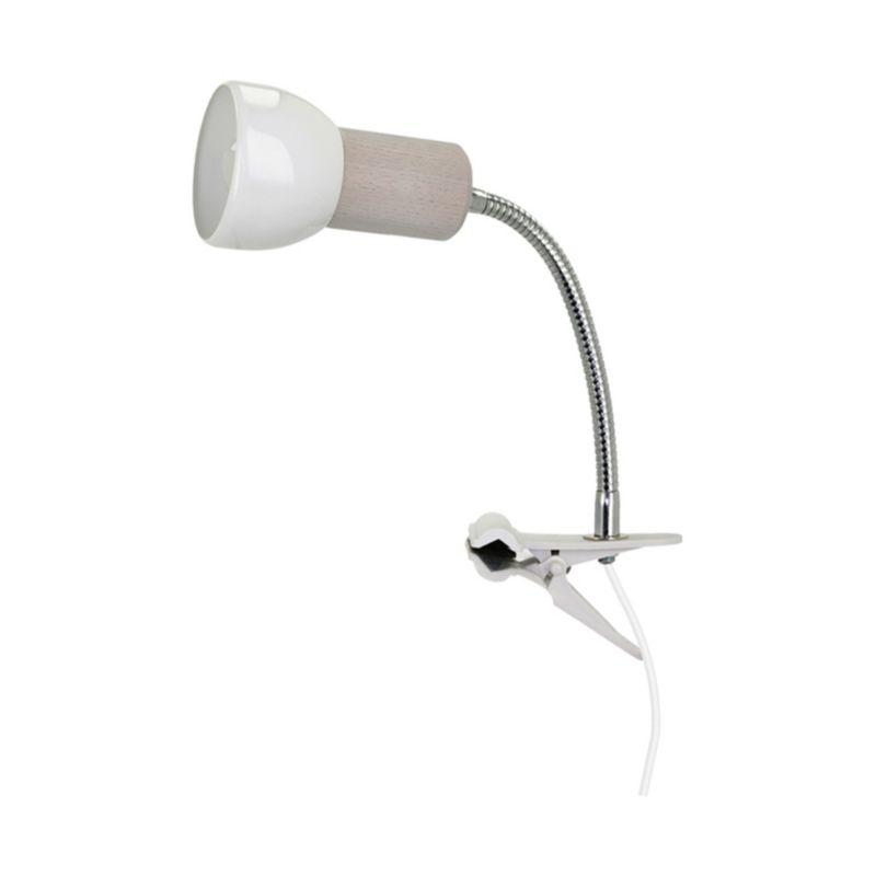 Drewniana Lampa z Klipsem SPOT Light 1xE27 60W Dąb Bielony FSC z Białym Metalowym Kloszem, Polski Producent, 1 szt.