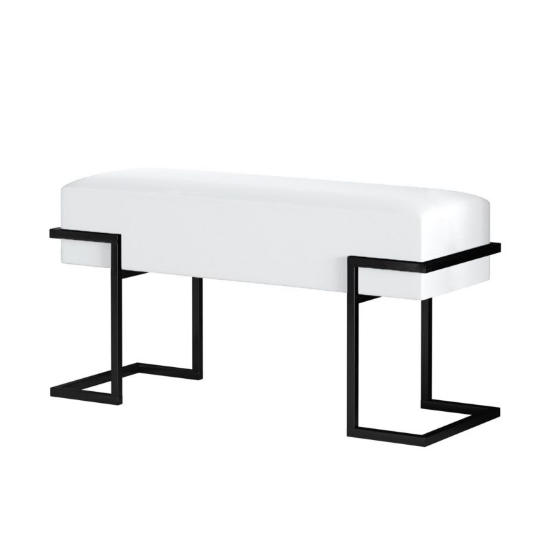 Ławka tapicerowana Bettso Celly 80 cm do przedpokoju na czarnym stelażu biały ecruy 1szt.