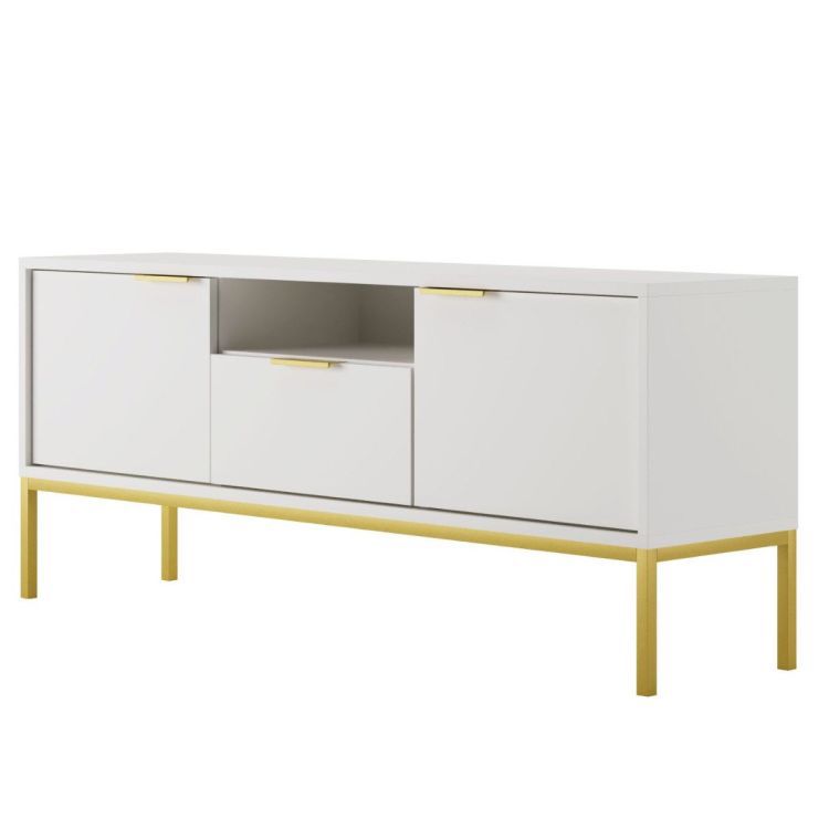 Szafka RTV Kocot Meble AUSTIN 135 biała/złota 1 szt.