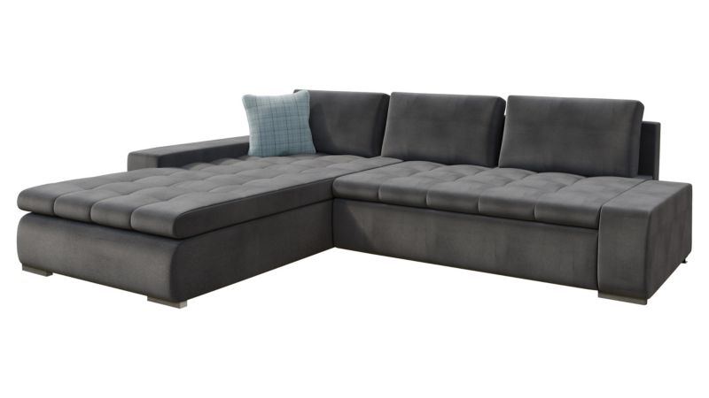 Narożnik z funkcją spania MIRJAN 24 Orkan stalowy szary/niebieska kratka 1 szt.