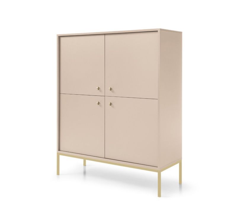 Komoda czterodrzwiowa Bettso Molly 104 cm na złotym stelażu beżowy 1szt.