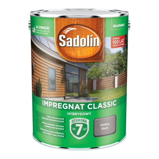 Impregnat do drewna Sadolin Hybrydowy ciemny szary 4,5 l