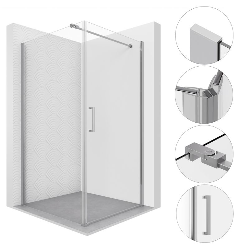 Kabina prysznicowa 80x80 kwadratowa uchylna CEDRUS SEVANTE chrom 1 szt.