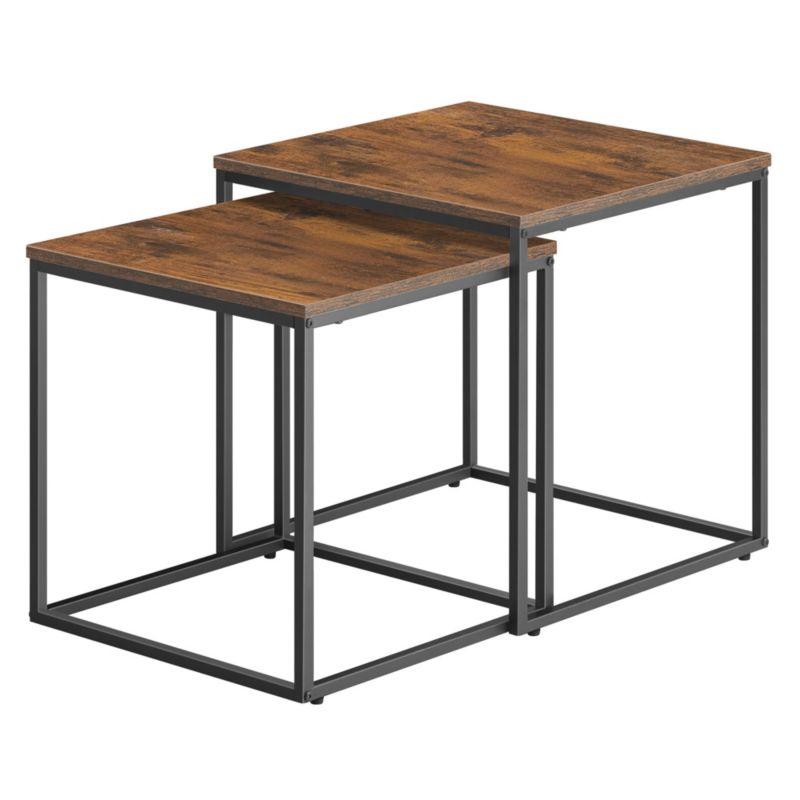 Stolik kawowy Songmics kwadrat 2szt zestaw - rustykalny / nogi czarne 1 szt
