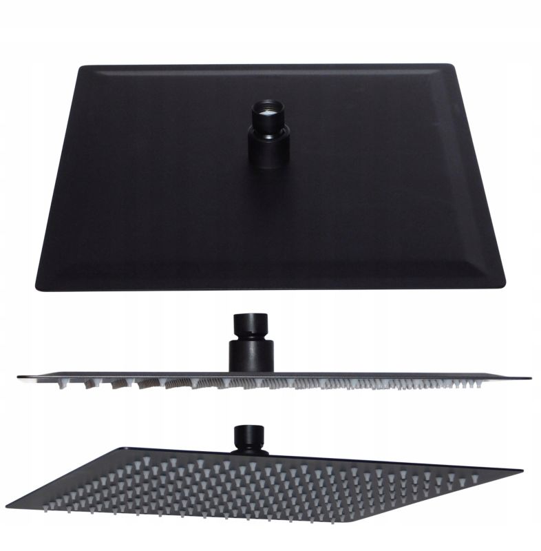 Deszczownica Estiva Slim Quadro 30 cm czarny mat stal nierdzewna S304 ultra slim 1 szt