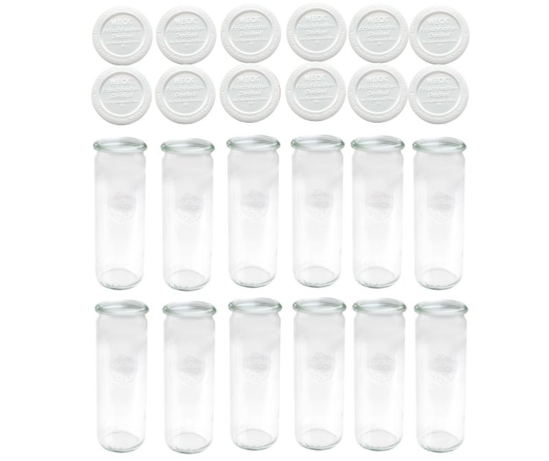 Słoiki MODO24 Weck 600 ml fi 60 cylinder plastikowe wieka 12 kpl.