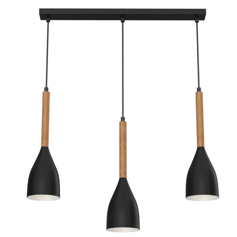Lampa wisząca Luminex Muza New czarny matowa-jasne drewno nad stół 3xE27 x 15W 1 szt.