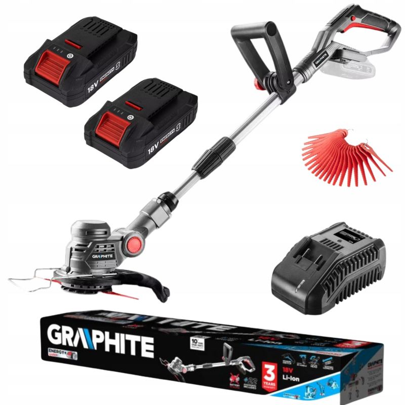 Podkaszarka z 2 akumulatorami 4 Ah i ładowarką GRAPHITE szerokość koszenia 254 mm 1 kpl