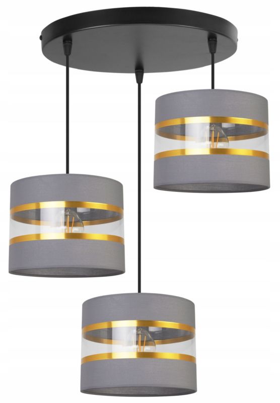 Lampa sufitowa wisząca Light Home LH Elegance Gold 3x E27 60W okrągły szary/czarny 1szt.