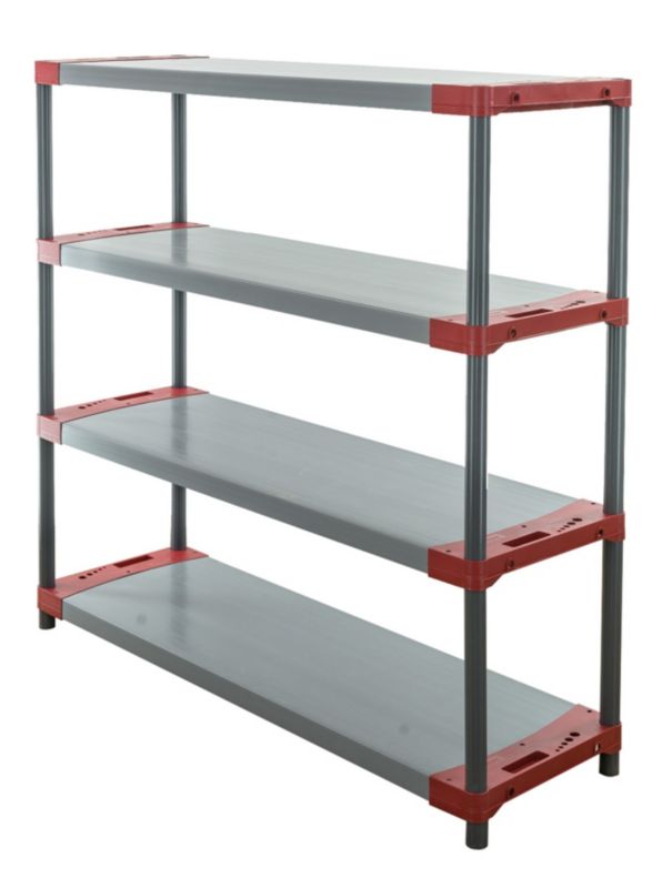 Regał plastikowy MODO24 czerwony wzmocniony 138x130x46 cm 97% recykling eco 1 szt.