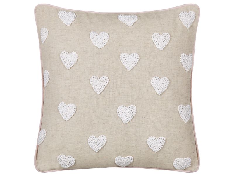 Poduszka dekoracyjna Gazania Bawełna 45 x 45 cm Geometryczny Haft Beżowy 1 szt.