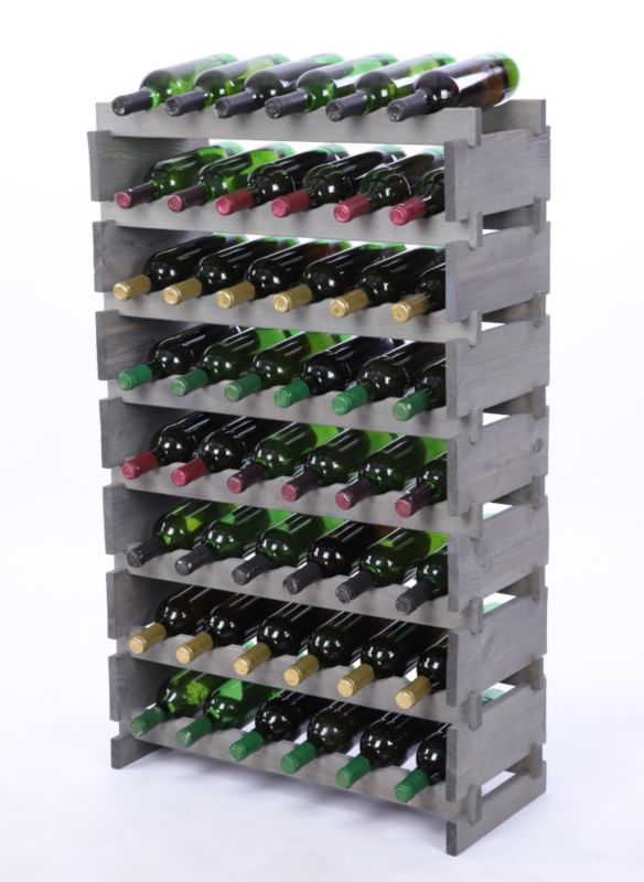 Stojak na wino MODO24 regał modułowy na butelki 8 leżni x 6 butelek montaż bez narzędzi impregnacja szara 1 szt.