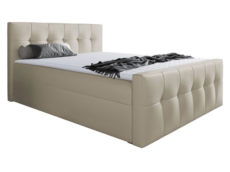 Łóżko kontynentalne MIRJAN 24 Malibu 160x200 ekoskóra chłodny beż 1 szt.